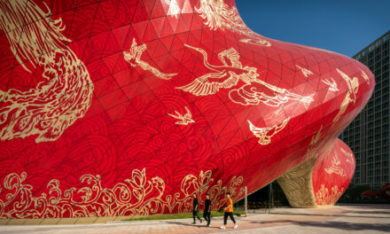 Steven Chilton Architects CLADS Guangzhou theatre in IMPRINTED tattoos